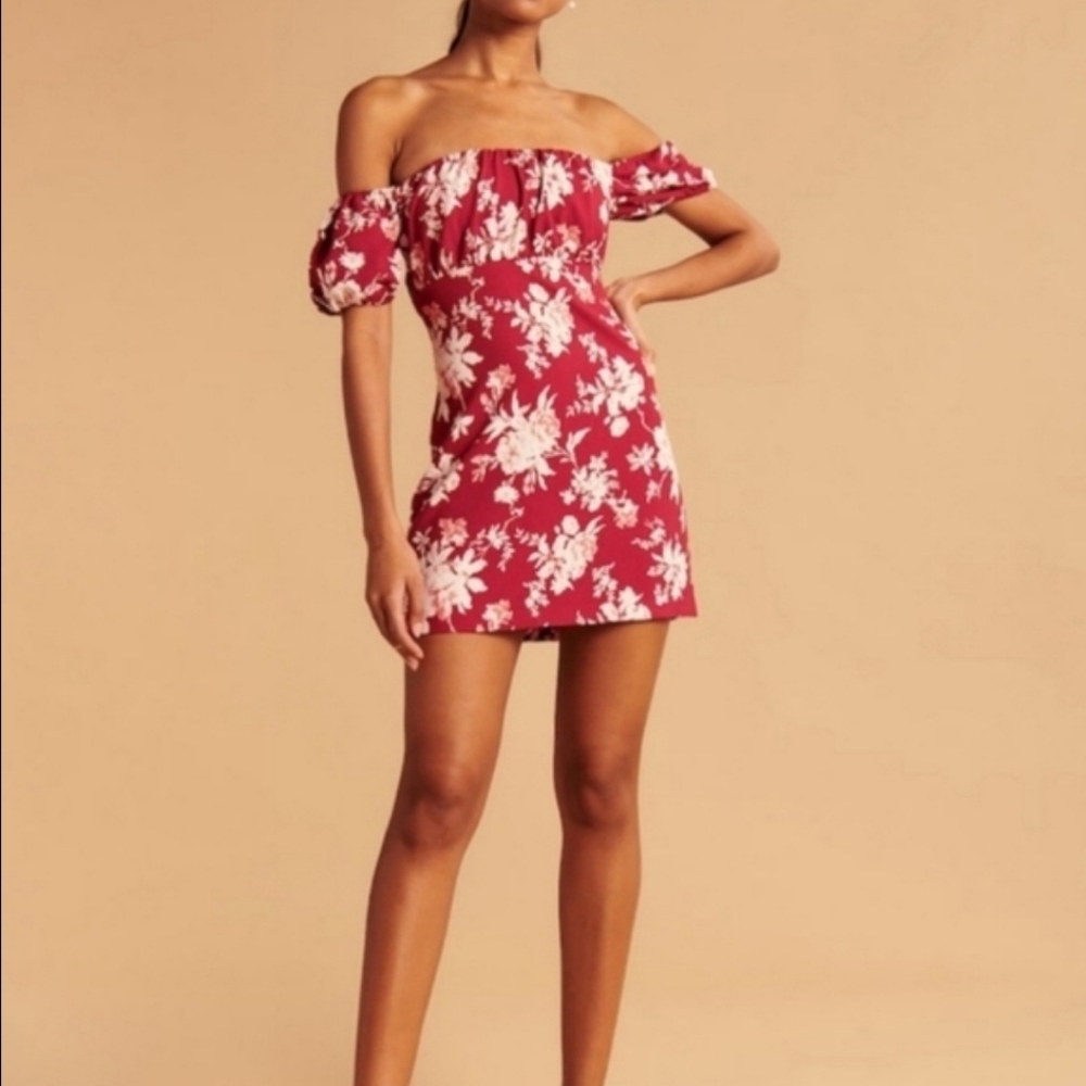 NWT Abercrombie & Fitch Smock Back Mini Dress Size S Milkmaid Coquette Tropical